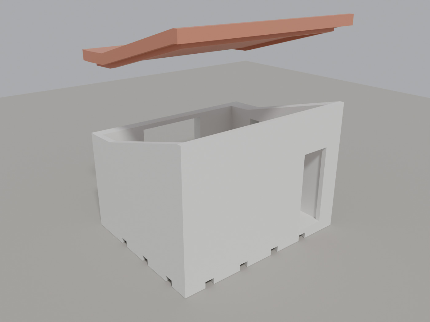 Exploded view of the printable room and its roof lid